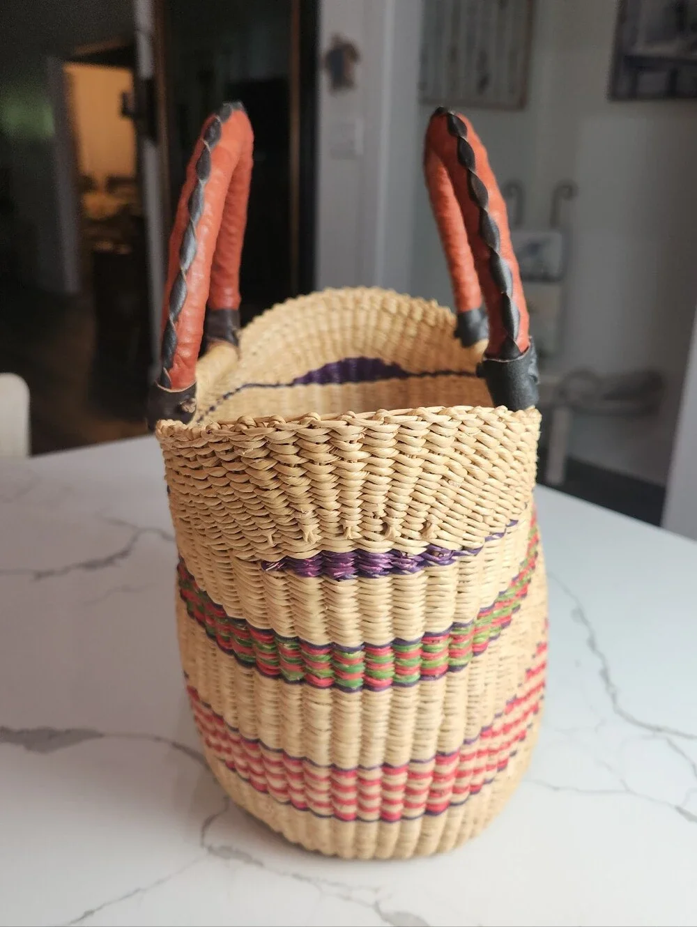 Artisan Woven Straw Tote U-Shopper Purse Summer Beach Bag